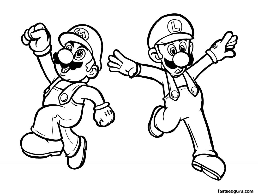 Printabel cartoon Super Mario coloring pages for kids